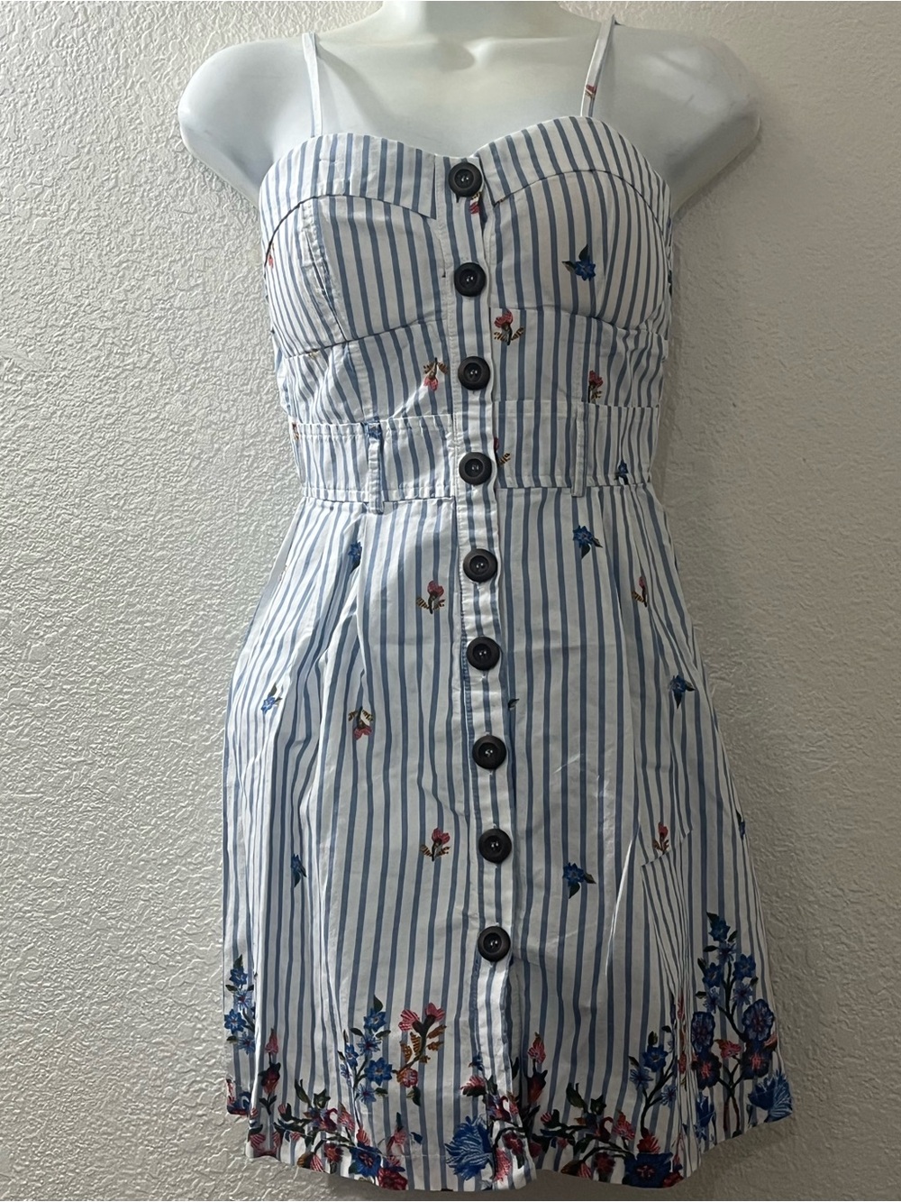 Purple Snow Blue and White Striped Sundress